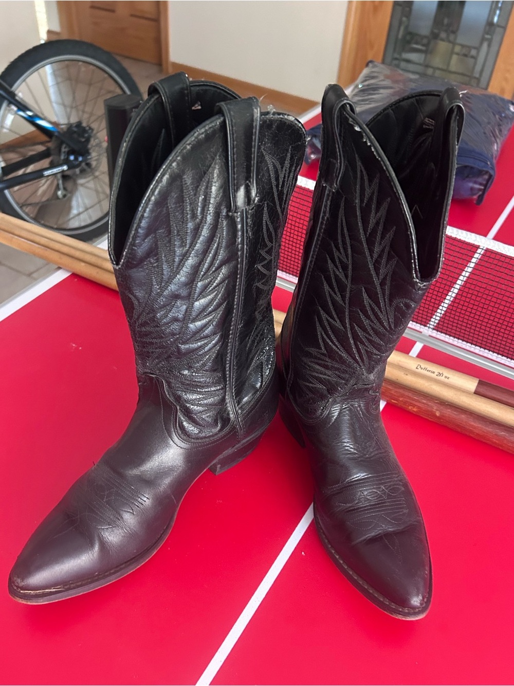 Laredo Black Leather Western Cowboy Boots 9.5D
